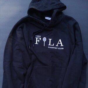 Premium Heavy Baggy Dropped Shoulder Hoodie Embroidery Fila Country Club Tennis